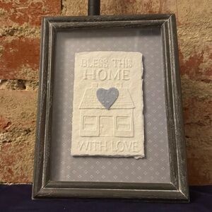 Vintage Framed Cast Paper Art “Bless This Home”